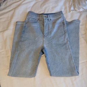 EXPRESS size 0 high rise light wash skinny jeans